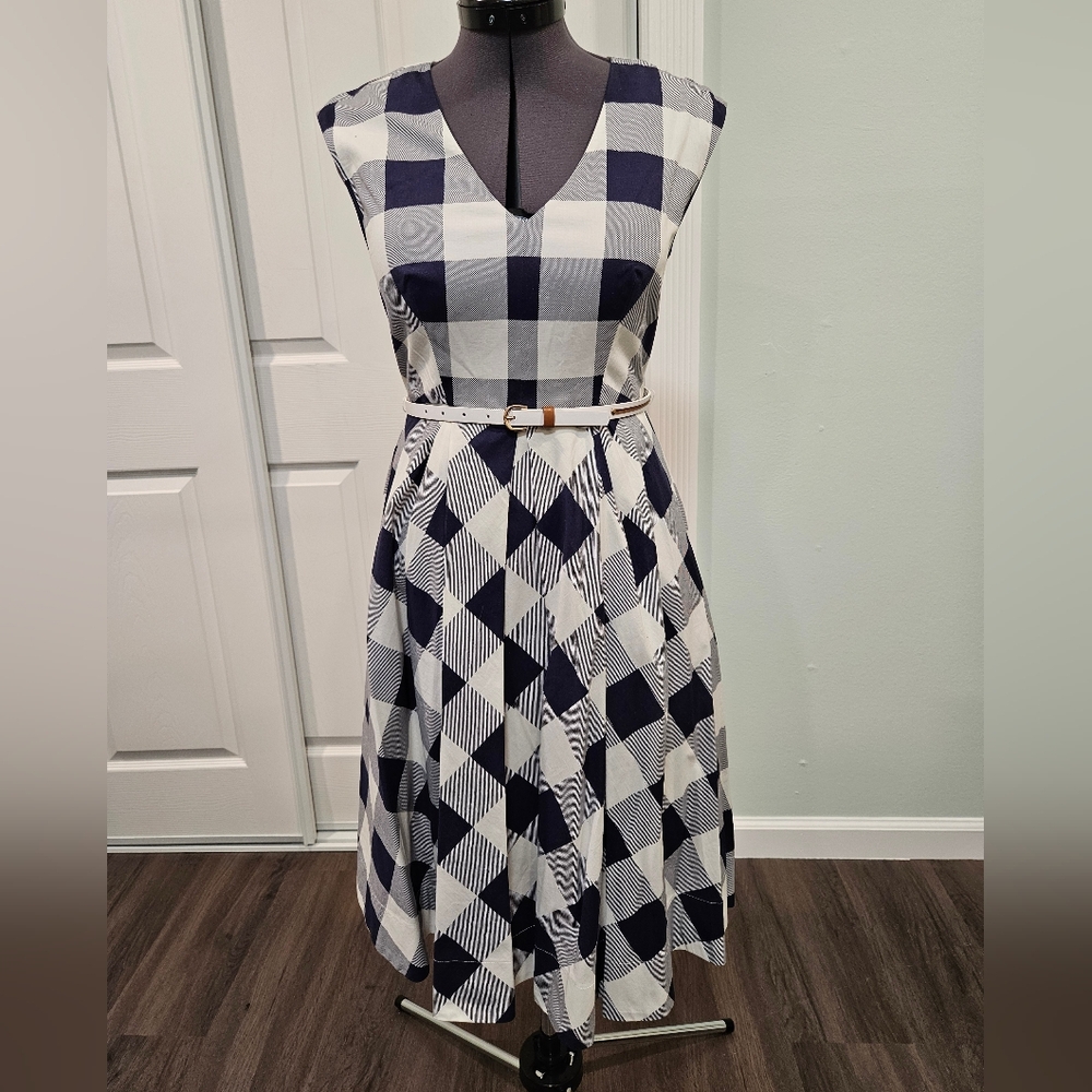Eliza J Gingham Dress with Pockets size 0P